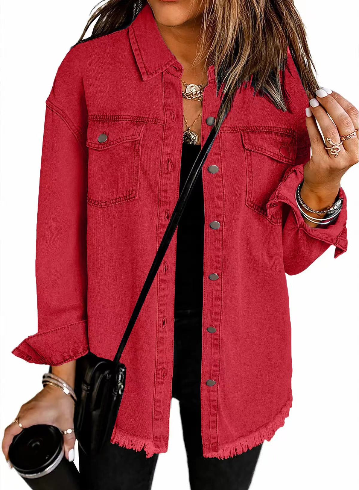 Oversized Lilac Denim Shirt Jacket – Casual Streetwear Style