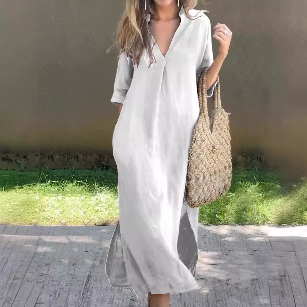 quality cotton linen dress 2018 Long cotton-linen dress, light and effortless – Flexora Color:Black/Blush DAVID BLAINE - D23 Limited quantity formal streetwear men