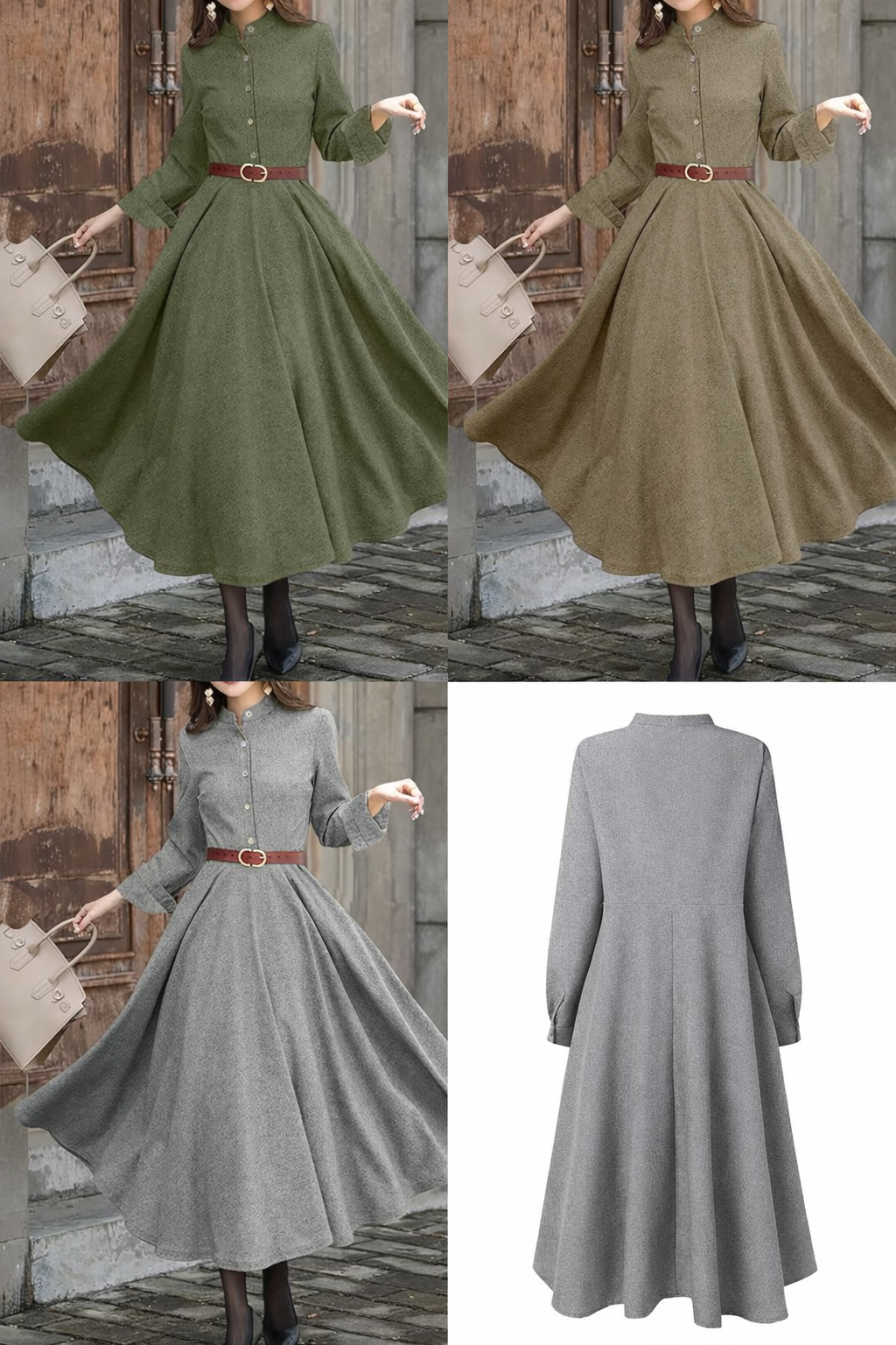Long-sleeve midi dress