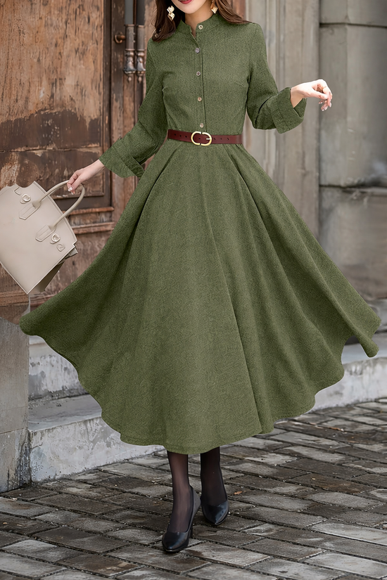 Long-sleeve midi dress