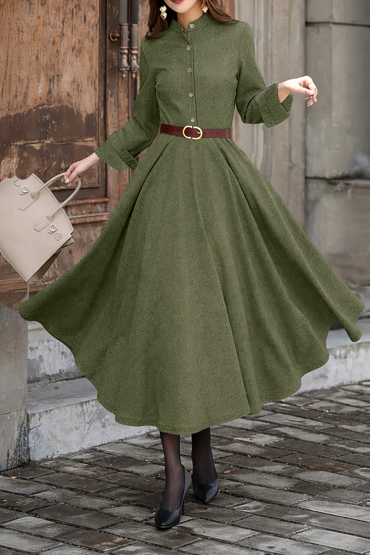 Long-sleeve midi dress