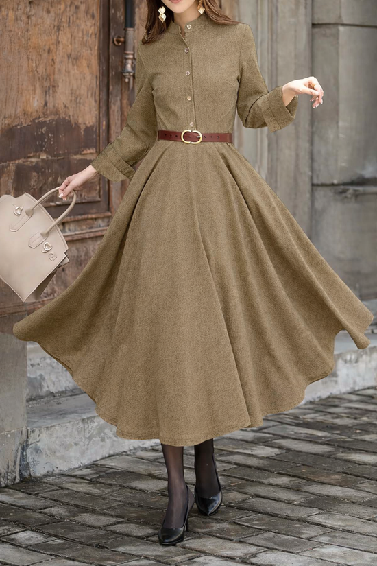 Long-sleeve midi dress