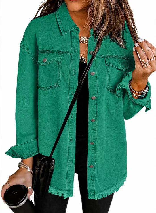 Oversized Lilac Denim Shirt Jacket – Casual Streetwear Style
