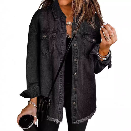 Oversized Lilac Denim Shirt Jacket – Casual Streetwear Style