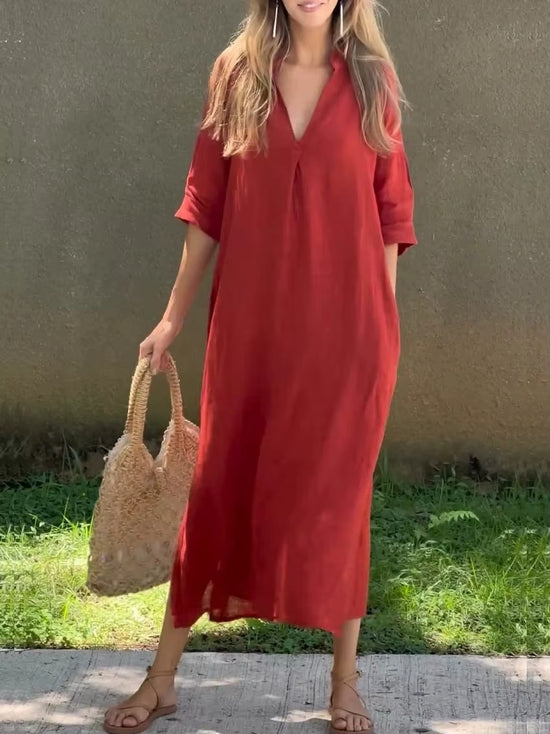 Long cotton-linen dress, light and effortless