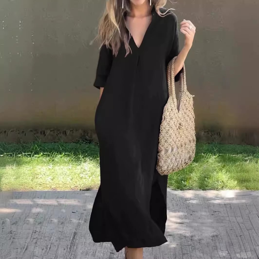 Long cotton-linen dress, light and effortless
